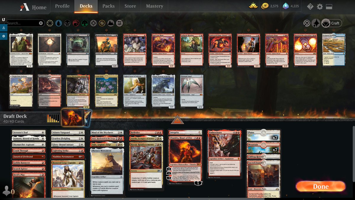 uqinsa's tweet photo. My first Cube on MTGA this is what I drafted and this is the outcome. Pretty insane deck! https://t.co/XflMF25zUO
