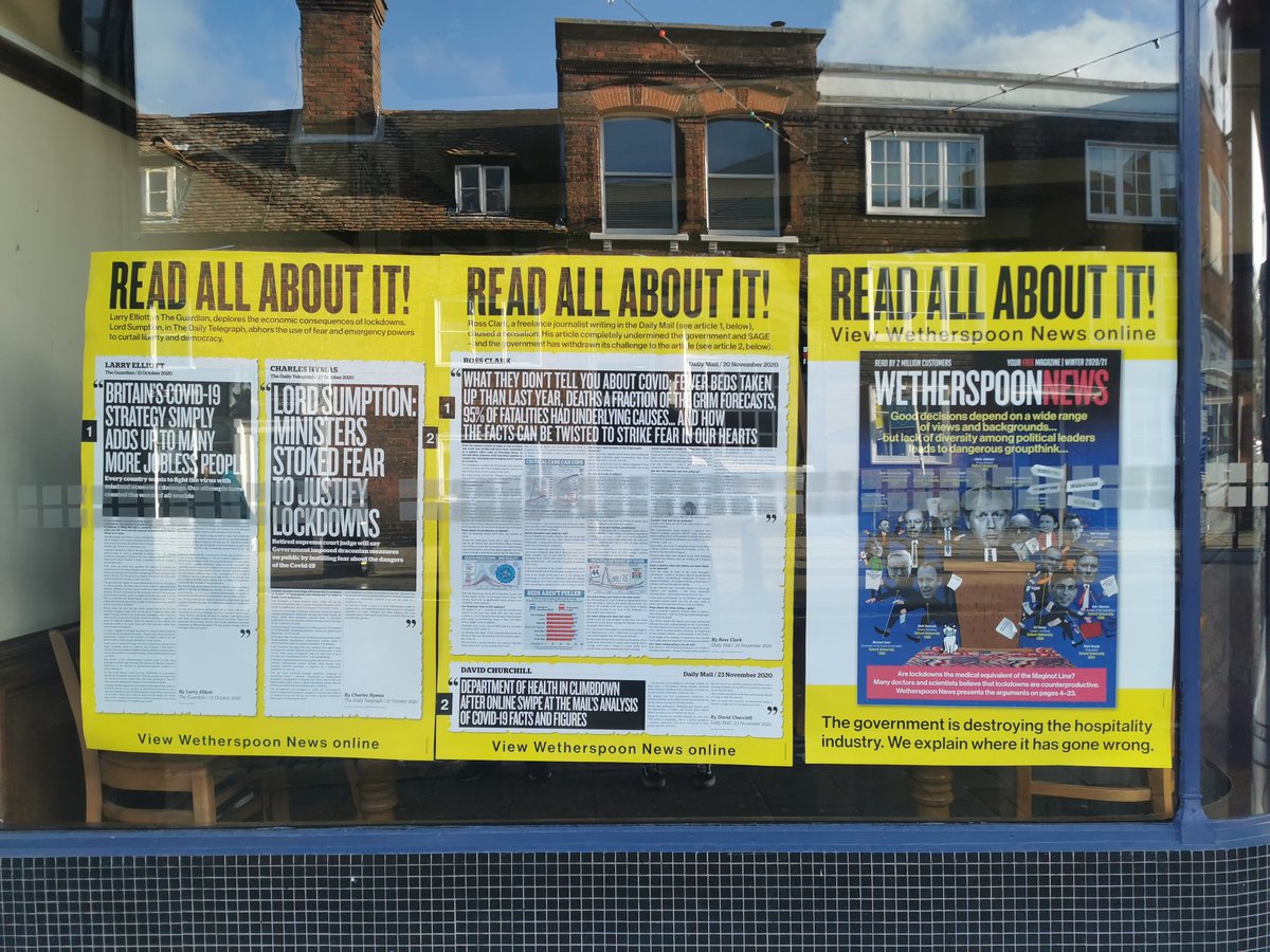 Whetherspoons have enormous posters in their window basically down playing the serious nature of COVID-19. This is especially dangerous in Swale where we have some of the highest rates in the country.

This is socially irresponsible and not the way out of tier 3...