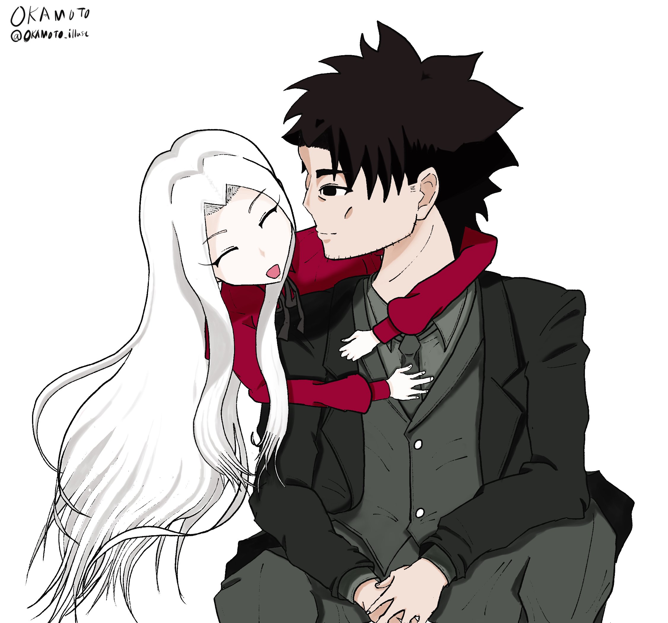 おかもと アイリスフィールと衛宮切嗣描きました 個人的に好きな二人 衛宮切嗣 アイリスフィール Fatezero イラスト好きな人とつながりたい イラスト T Co Qanwuybarg Twitter