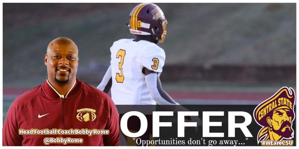 After a great talk w <a href="/BigCoachCurt/">COACH T</a> I am blessed to receive an offer from Central State University! <a href="/BobbyRome/">Coach Rome II</a>