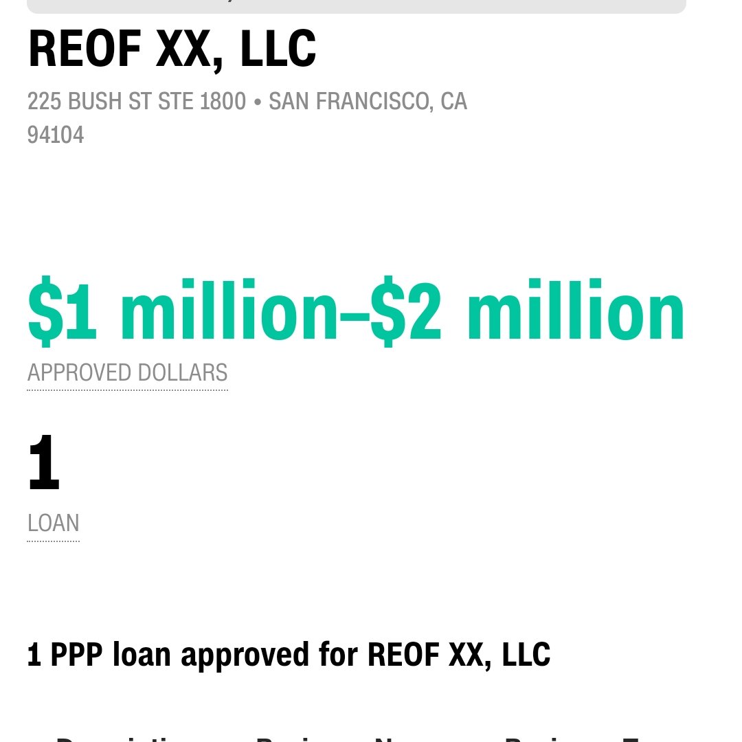 BREAKING:Yet another business linked to Nancy Pelosi, and her husband, Paul, has been discovered to have taken $1M-$2M in PPP loans.Paul Pelosi is a partner/investor in REOF XX—which appears to be a shell company for Flynn Properties, a commercial real estate firm.