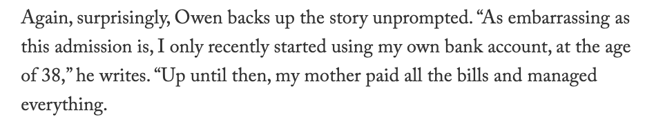 Which is surprising given his Mum did his banking up until a few years ago https://theathletic.com/1193611/2019/09/12/who-is-michael-owen/