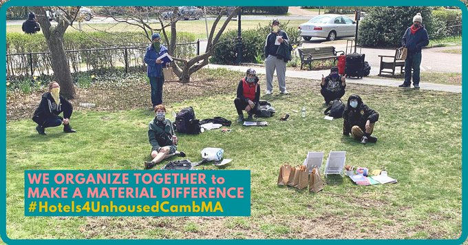 Unhoused  @MAAPMass organizers then led a call-in campaign at an April  #CambMA City Council meeting to present their petition, share need for non-congregate shelter & call for  #Hotels4UnhousedCambMA Their request was DENIEDfrom council mtg ↓ https://twitter.com/MAAPMass/status/12548857357207183374/