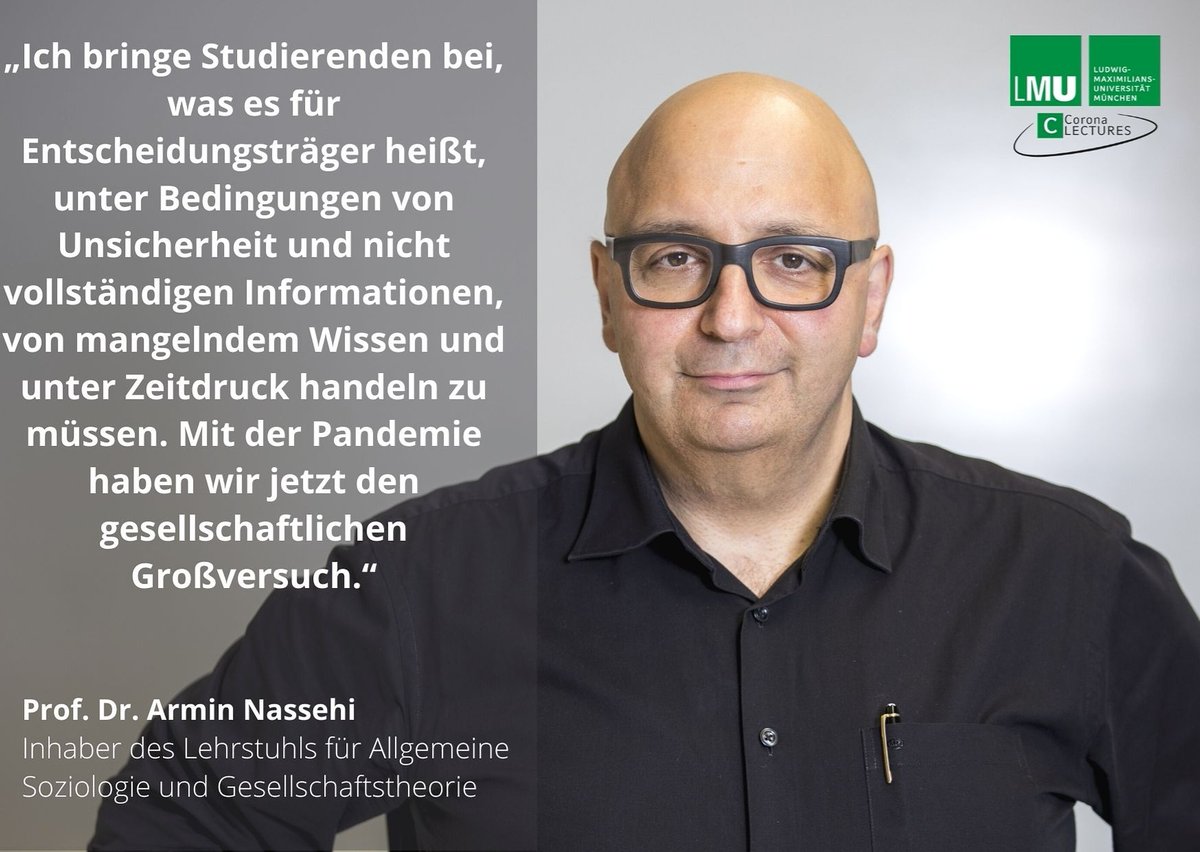LMU_Muenchen's tweet photo. Morgen Abend spricht LMU Professor Dr. @ArminNassehi in den Corona Lectures über "Die infizierte Gesellschaft und die Unerreichbarkeit des Virus".

Zur Anmeldung geht es hier lang:
https://t.co/Ju9qTOrmj3 https://t.co/cUfAvxJ1RY