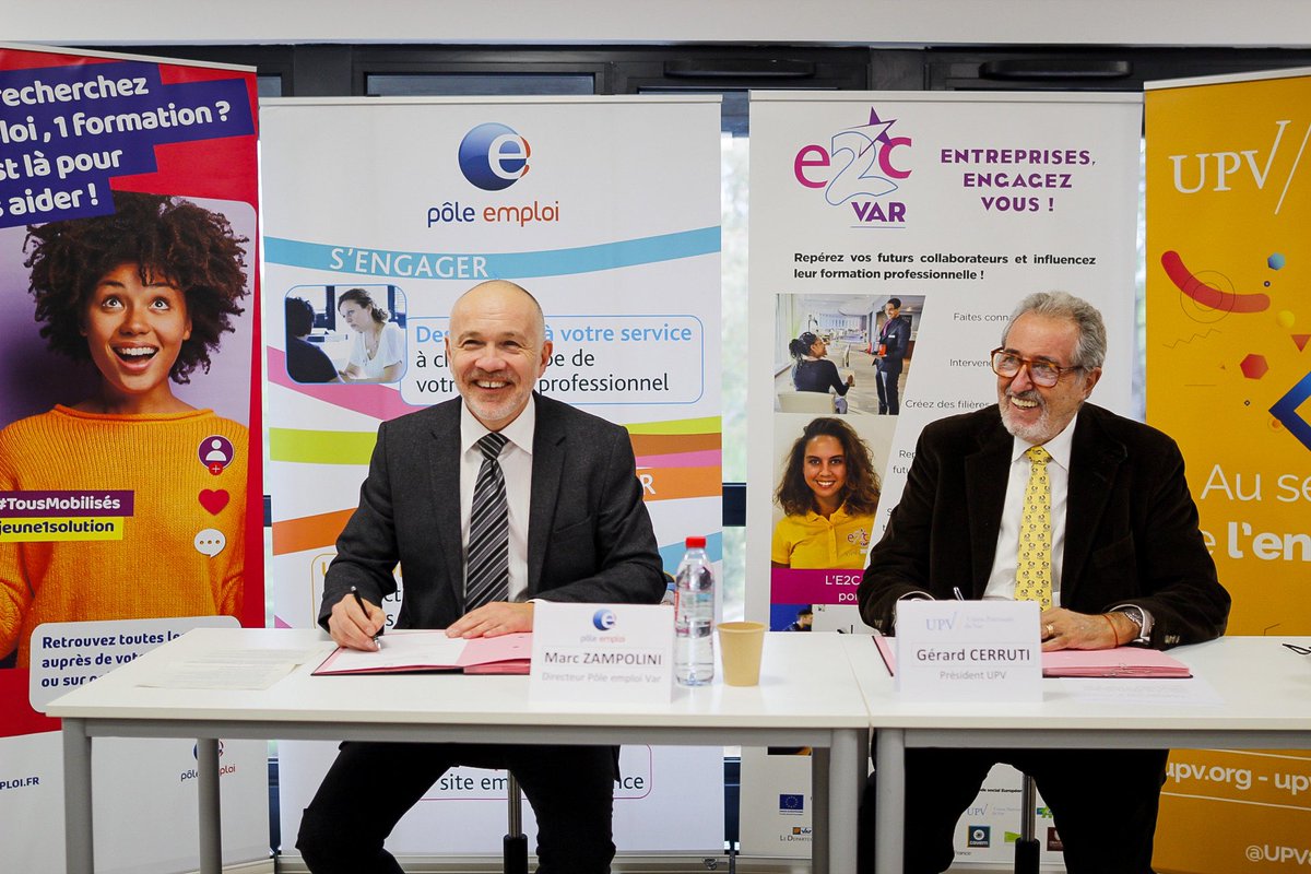 Signature de la convention de partenariat entre #pôleemploi et l’#E2cvar jeudi dernier 🤝💪
#formation