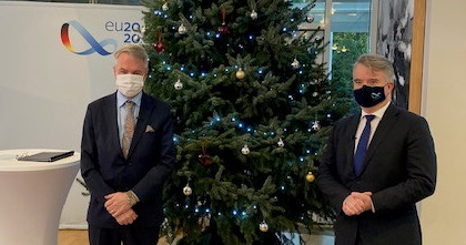 FM of Finland Pekka Haavisto and the Ambassador of Germany to Finland Konrad Arz von Straußenburg