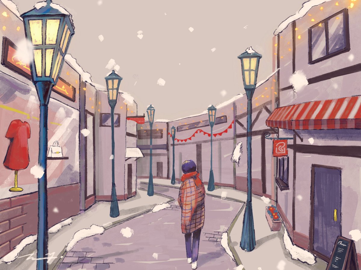 冬の街 イラスト タツヤのイラスト