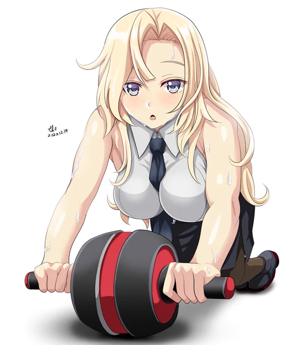 ホーネットさんの筋トレ模様・アブローラ編 #艦これ版深夜の真剣お絵描き60分一本勝負
#艦これ版真剣お絵描き60分一本勝負_20201214 