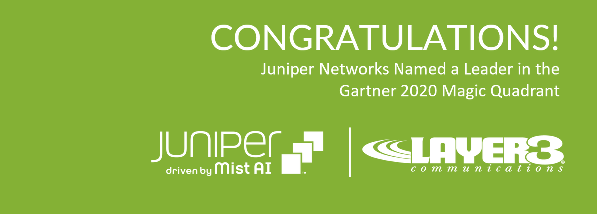 Layer3Comm's tweet photo. A big congratulations to our partner @JuniperNetworks for being named a leader in the #Gartner 2020 #MagicQuadrant! https://t.co/sPYPIEMF0L