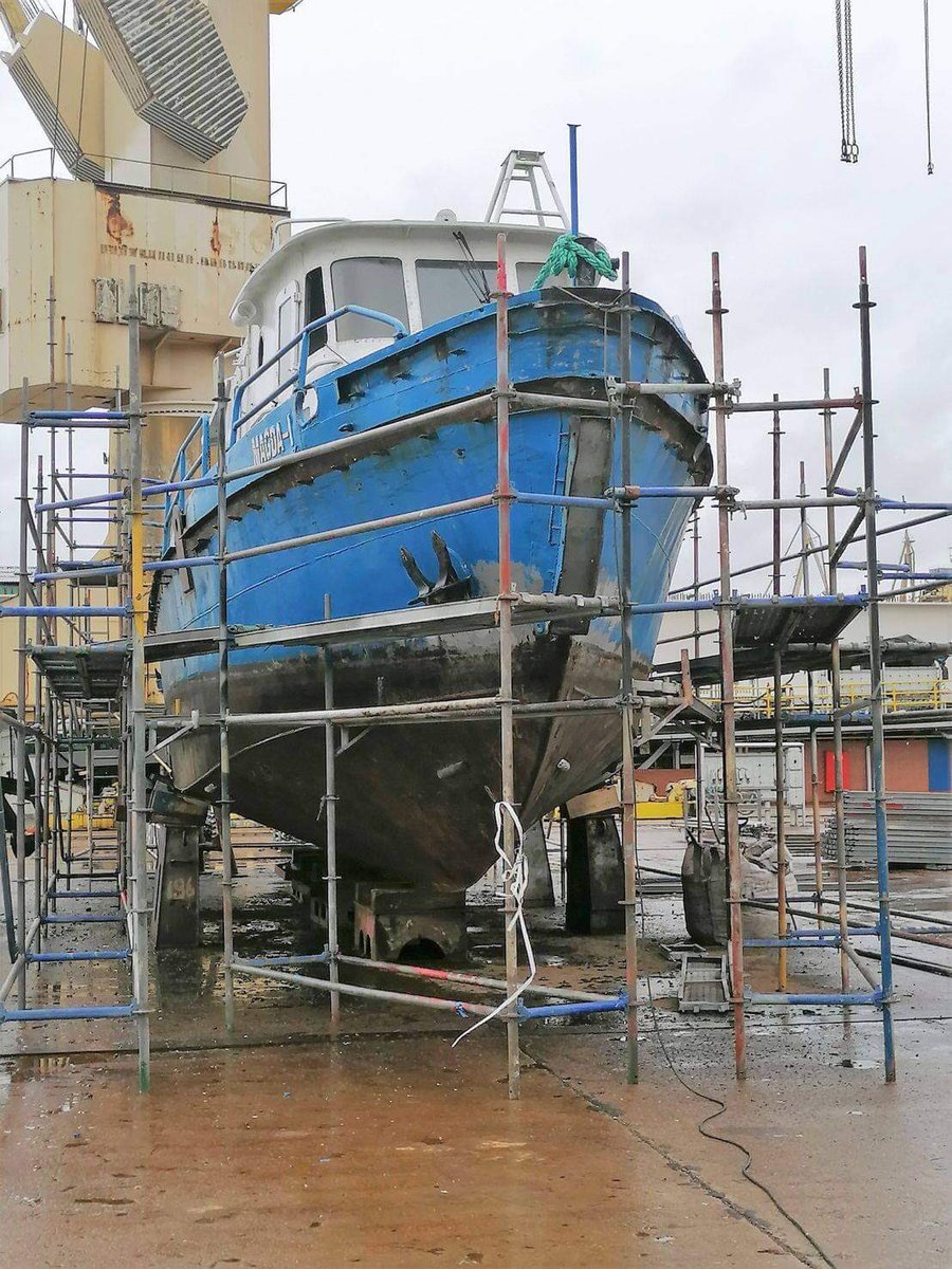 LiquidEnergy3's tweet photo. L-Energy first pilot investment - conversion of the "Magda I" to use (bio-)LNG instead of diesel under preparation! This old lady will be back on the water to show how we can move on towards reduction of environmental impact. #lenergy https://t.co/O6o99VEuun