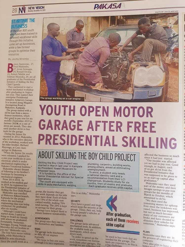 DuncanAbigaba's tweet photo. Skilling the youth under the office of @mkainerugaba bears fruits. The programme is tackling unemployment in Kampala by skilling the youth in wielding, plumbing, carpentry, mechanics etc. Great job, Afande! https://t.co/Gwt3RkEnwe