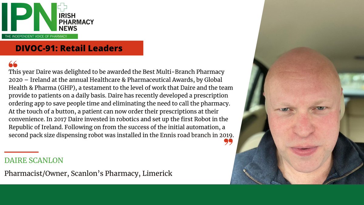 Irish_PharmNews's tweet photo. Daire Scanlon, #Pharmacist/Owner of @ScanlonsPharmac   featured in the Retail Leaders - a testament to the level of work that Daire &amp; the team provides to patients on a daily basis 

#PharmacyIreland #IrishPharmacy #DIVOC91 

https://t.co/QdAnAluvXE https://t.co/dF6Za2HWny