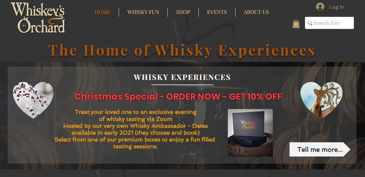 Christmas special 10% off our Tasting Boxes - give someone a gift of fun this Christmas.  You'll receive a stylish box with whisky samples and instructions on how to book into the tasting session - through Zoom in Jan/Feb 2021.
whiskeysorchard.co.uk
#ChristmasGift #tasty