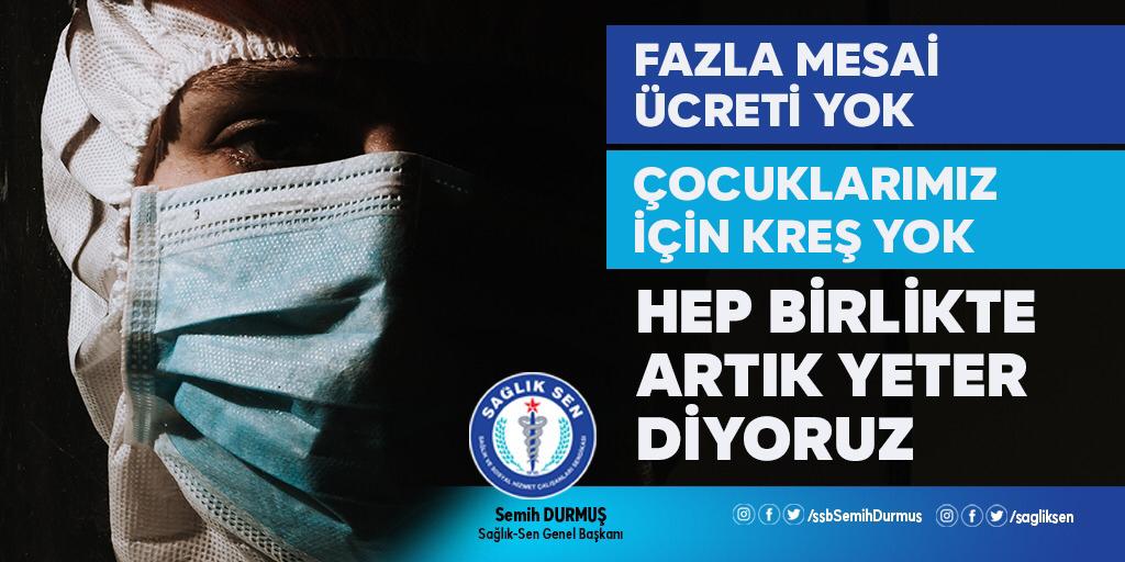 Herkesin payına tedbir, sağlık çalışanlarına fedakarca mücadele düşüyor. Tamam...
Ancak sorunların "çözülmemesine" de ⤵️
#HepBirlikteArtıkYeterDiyoruz