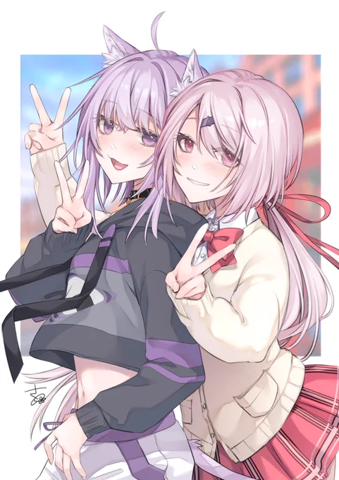 「「ぶいっ」」

 #絵かゆ
 #しいなーと 