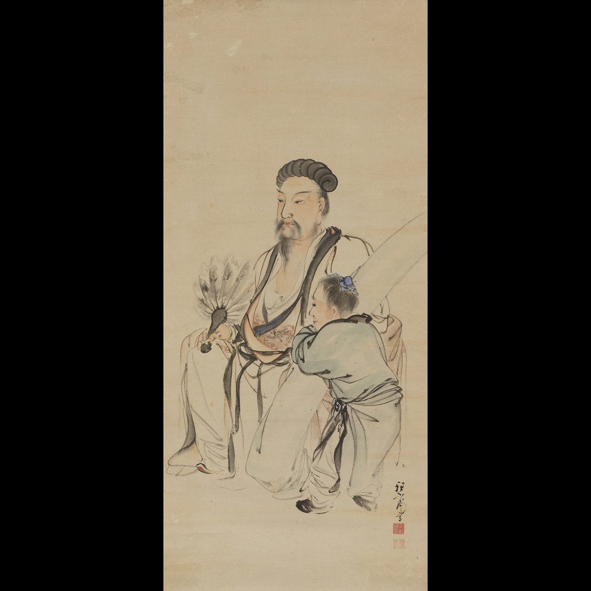 孔明像 平福穂庵(ひらふくすいあん)筆 明治時代・19世紀 穂庵は秋田県