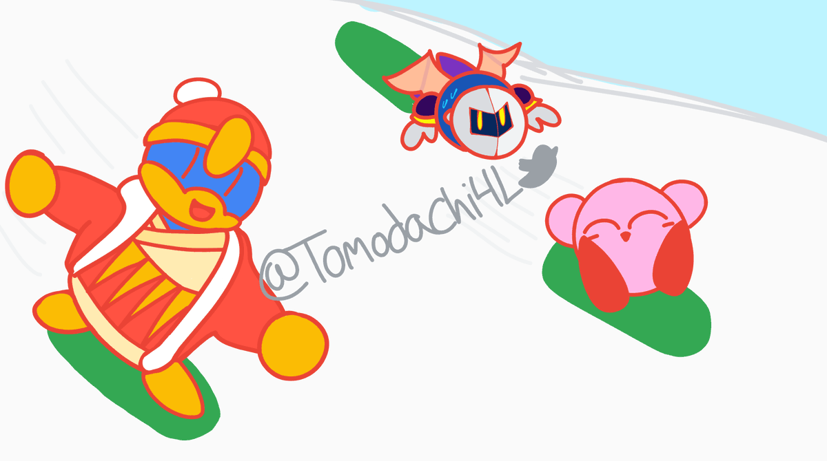 Tomodachi4L's tweet photo. Day 13 of #TomosDeDeDecember - Snowboarding
Dedede and the gang is out snowboarding!

#KingDedede #Dedede #DeDeDecember #MetaKnight #Kirby #KirbyFanArt #Nintendo #Art #Artwork #Artist #ArtistOnTwitter #Drawing #Doodle #DigitalArt #DIgitalArtwork #DigitalArtist #Snowboarding https://t.co/P3skMeMncY