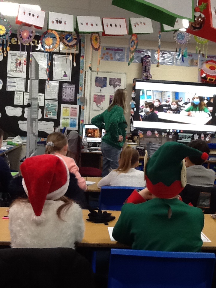 WragbyPrimary's tweet photo. Our Year 5 children were involved in a live “Google Meet” with our partner school in Lambersart,France. The children sang Christmas songs to each other, which was a great opportunity for them to practise speaking each others language and have sent cards to each other. Joyeux Noel https://t.co/dlOXyoWs44