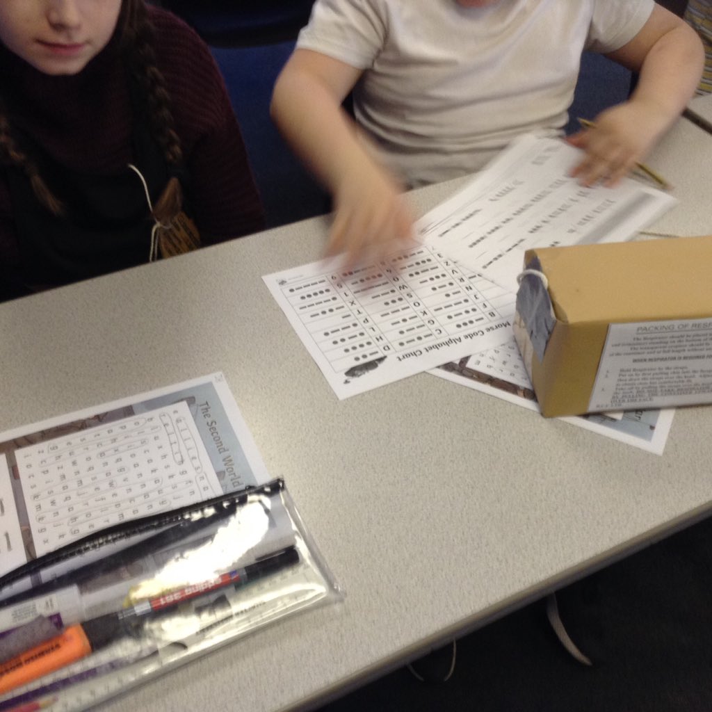 RRJMissBruce's tweet photo. Challengers have made a brilliant start to their World War II day using Morse Code to decode, create and send messages @RosehillJuniors https://t.co/TLEORSo9g0