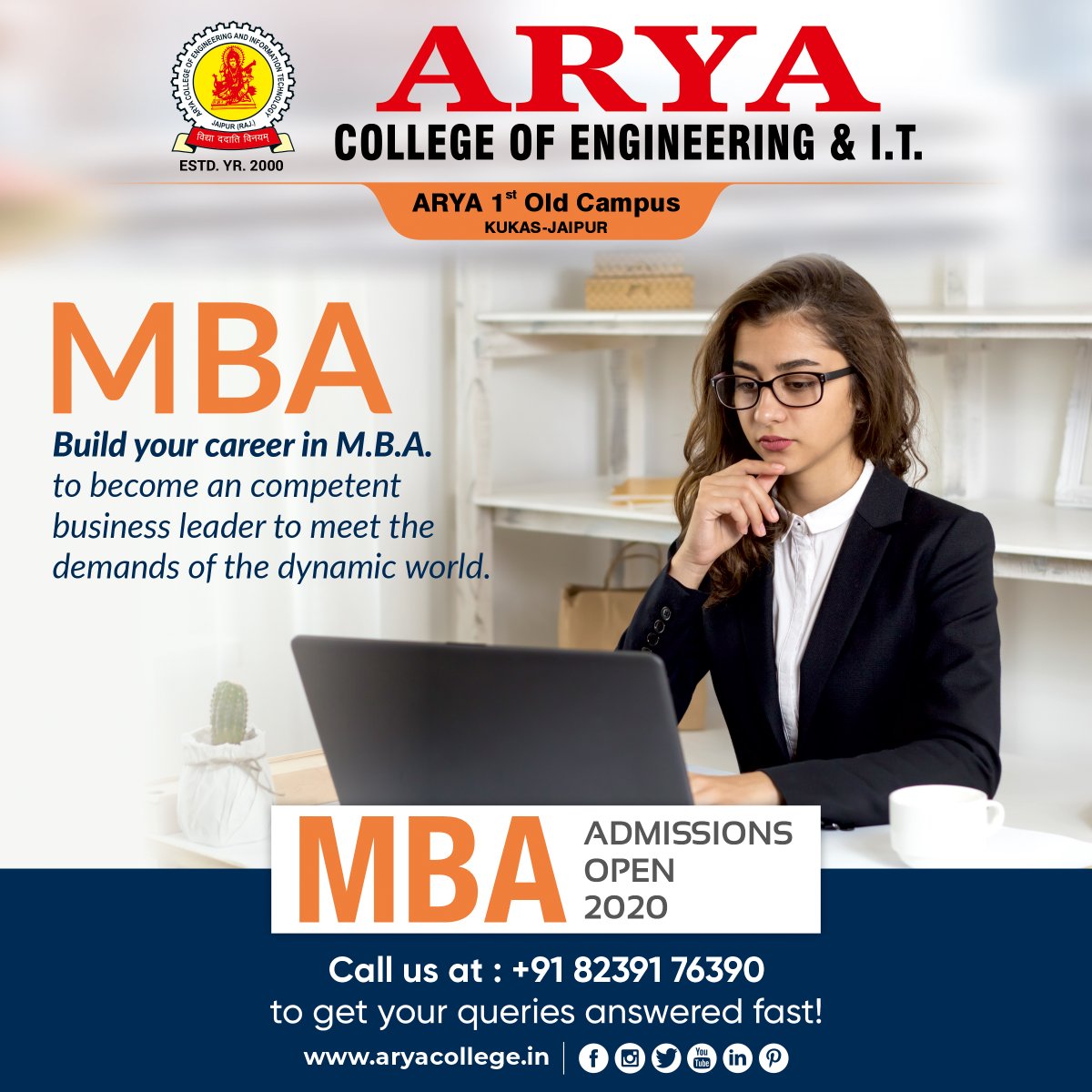 aryacolleges's tweet photo. Build your career in MBA. to become an competent business leader to meet the demands of the dynamic world. 

MBA Admissions Open 2021-23. Apply Now

#MBA #mbacourses #mbainmarketing #mbainhr #mbainfinance #aryacollege #arya1stoldcampus #aceit #jaipur https://t.co/U155CRJR6h