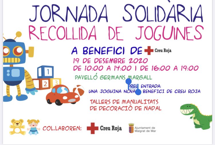 Jornada solidària de recollida de joguines al Pavelló Germans Margall dissabte 19! Col•labora!