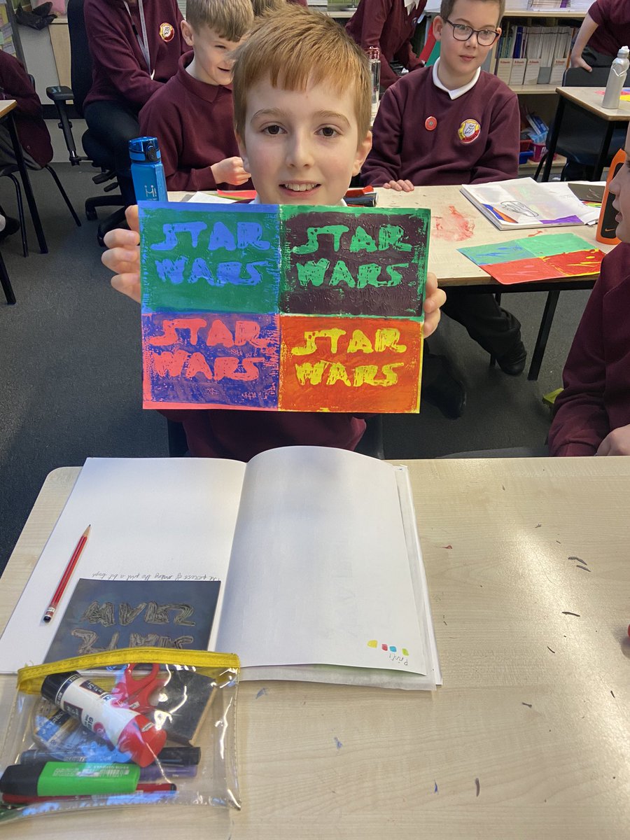 Class9DPS's tweet image. Our Andy Warhol inspired lino prints are starting to take shape! @DartonPrimary #DPS_art