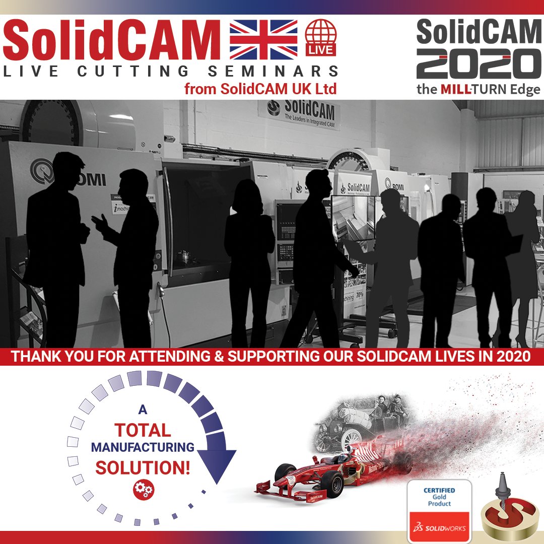 SolidCAMUK's tweet photo. Thank you to every attendee that has joined @SolidCAMUK this year, for our very successful interactive #TotalManufacturingSolution, “#SOLIDCAMLIVE” events with #livecutting, & to all of our leading technical partners that supported us with these events. More in the New Year. https://t.co/rvZJx4GY0S