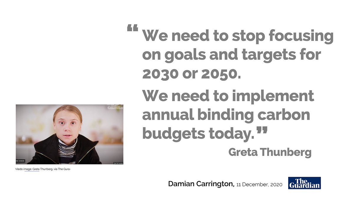 Greta Thunberg: “We are still speeding in the wrong direction. Distant hypothetical targets are being set, and big speeches are being given. Yet, when it comes to the immediate action we need, we are still in a state of complete denial." https://www.theguardian.com/environment/2020/dec/10/greta-thunberg-we-are-speeding-in-the-wrong-direction-on-climate-crisis