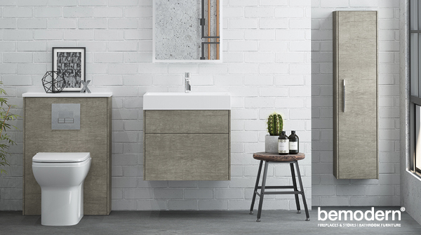 An urban streamlined unit, with practical push to open double drawers; the industrial style of the Quay bathroom range is complemented with a robust slab top basin made from mineral cast.
#bathrooms #bathroomfurniture #bathroomdesign