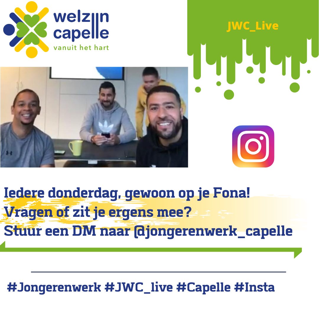 Praat mee! iedere donderdag tijdens de live.  check de laatste show  via <a href="/jongerenwerk/">Jongerenwerk</a> _capelle insta 
#jongerenwerk #JWC #Insta #Capelle #Live