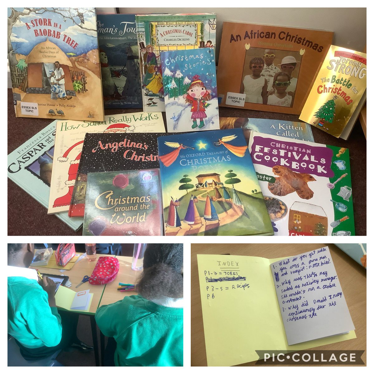 svdp_school's tweet photo. Fiction, non-fiction, poems, recipes and joke books. It’s all about sharing, enjoying and making Christmas themed books today in Year 5T #svdepENG @HertsEnglish https://t.co/aPmZXZNEre