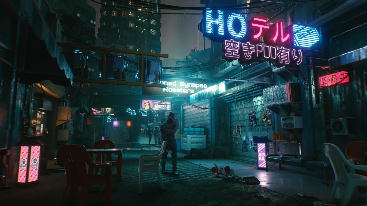 And it's not just restricted to BR as well, searching up Night City from  #Cyberpunk2077   gives what is evidently an Asian-inspired cityscape with cramped alleys and wet, dingy floors with mixed-language letteringSo how does this relate to uh... Tokyo Gore Police?7/