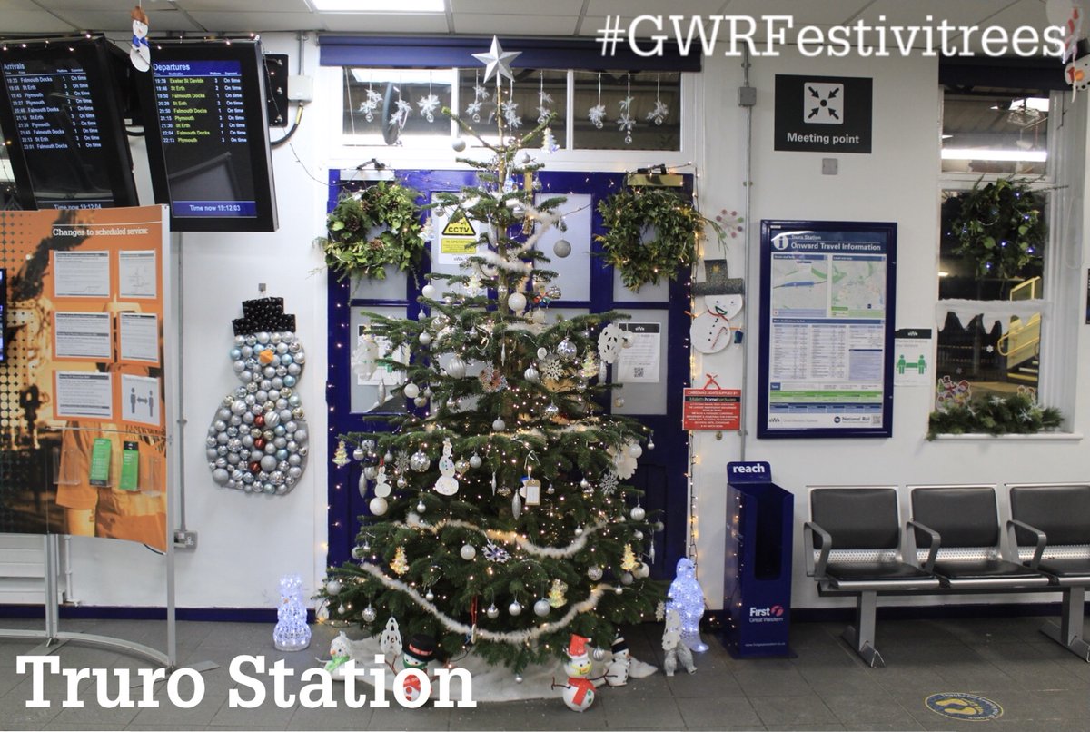 GWRHelp's tweet photo. The last matchup brings together Truro, West of England Traction and Rolling Stock, Weston Super Mare and Yatton. 

4 lovely trees, but only one can win

Comment with your favourite below #GWRFestivitrees 🎄

The winners will make it through to the second round, next week https://t.co/WOhRARxcZ1