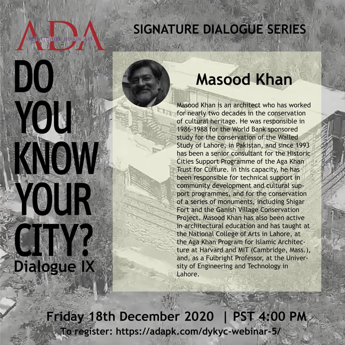 ada_magazine's tweet photo. Meet our speakers and moderator for the ADA Webinar Series. Architect Krishna Rao Jaisim, Architect Masood Khan and Maria Aslam Founder of ADA herself along with moderator architect Pappal Suneja. 

To register, visit: https://t.co/3pfMqbxTqc https://t.co/uv9KrwDgPq