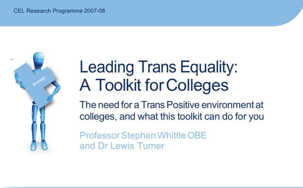 Document co-authored by Stephen Whittle. Trans Inclusive Policy.