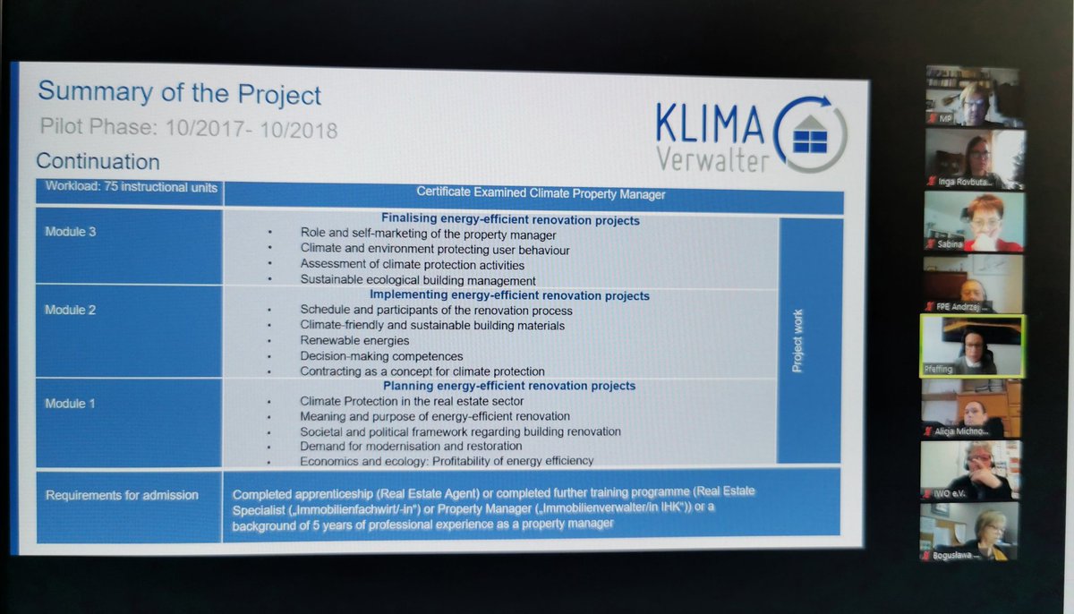 Another <a href="/EUKI_Climate/">European Climate Initiative</a> CLI-MA project meeting learning the German #Klimaverwalter project presented by @Verwalterstimme. Particpants from Poland and Latvia are going to adapt the German approach locally and enhance trainings for Housing Managers.