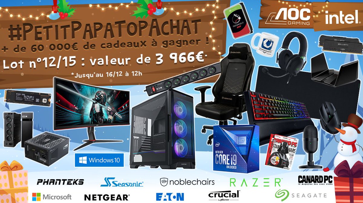 Concours 🎁 #PetitPapaTopAchat 🎄 🔥 + de 60 000 € de cadeaux à gagner ! Place au #Lot12 de 3966 € ! 🔥 Pour participer ☑ #RT ce tweet ☑ Follow @TopAchat Participe aussi sur Insta / Facebook / le site ➡ topachat.com/pages/concours… 🍀 TAS le 16/12 à 12h