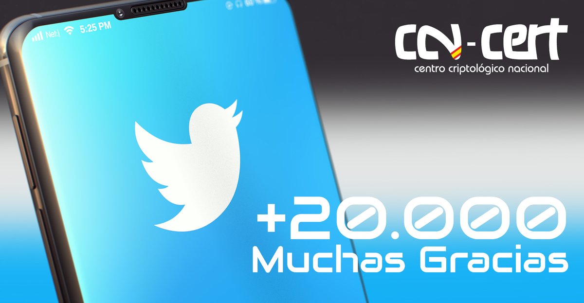 CCNCERT's tweet photo. Hoy celebramos que ya sois más de 20.000 quienes deseáis estar al tanto de todas las acciones que llevamos a cabo desde el CCN-CERT, las cuales desarrollamos siguiendo el claro objetivo que nos marcamos al principio: proteger la #ciberseguridad nacional.
¡Muchas gracias! 🥳🥰 https://t.co/RqdGjBOUyo