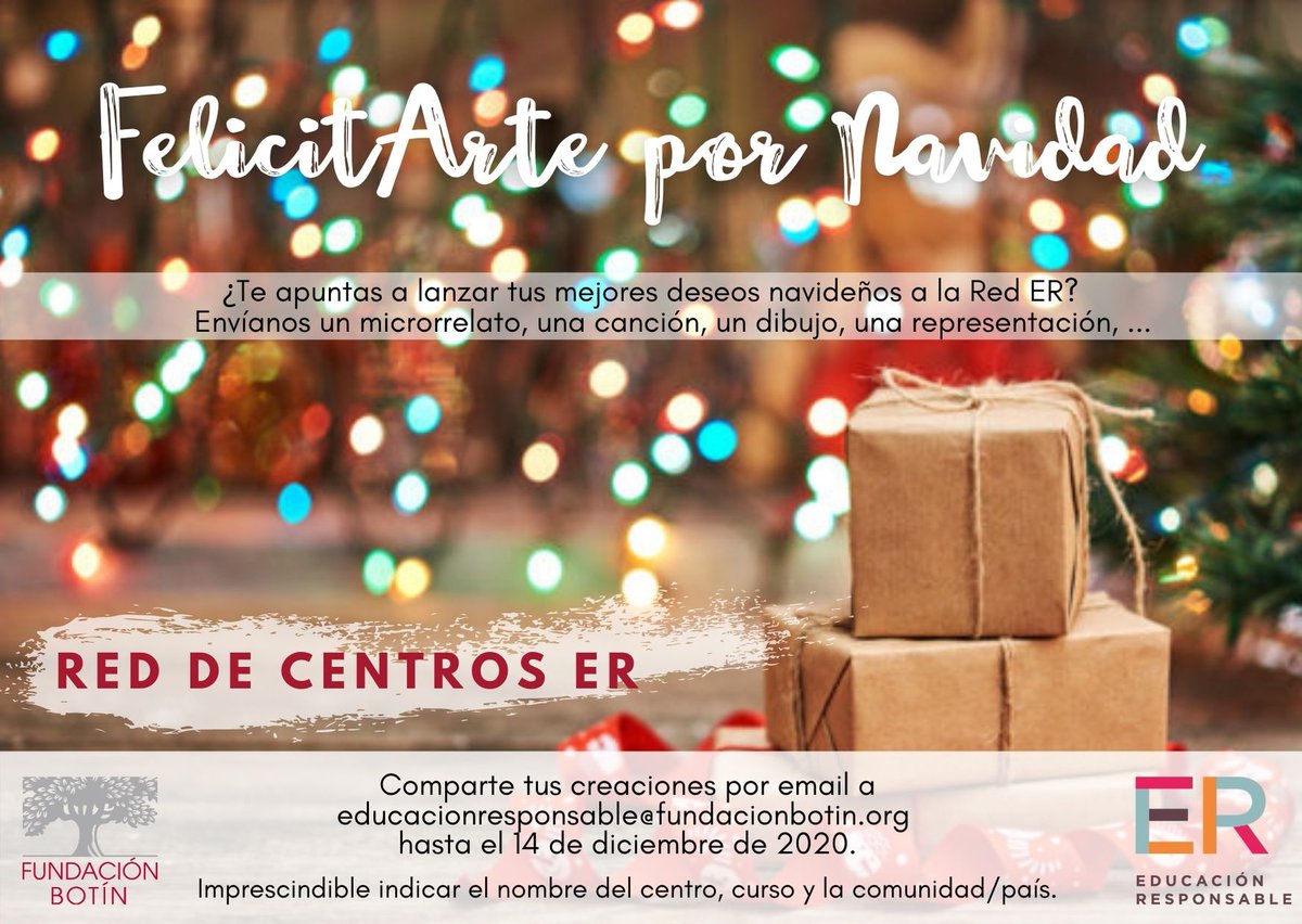 fundacionbotin's tweet photo. ¡Todavía estás a tiempo! Te invitamos a participar en #FelicitArte por Navidad, el rincón de la Red de Centros #EducaciónResponsable donde estamos recopilando todos los buenos deseos para estas fechas. Comparte tus creaciones: https://t.co/EFqfF3d879
#FundaciónBotín #Navidad https://t.co/927836QRkL