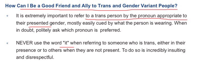 Instructions on how to be a good ally. Don’t forget pronouns. Also I am pretty sure that some people now demand “it” as a pronoun.