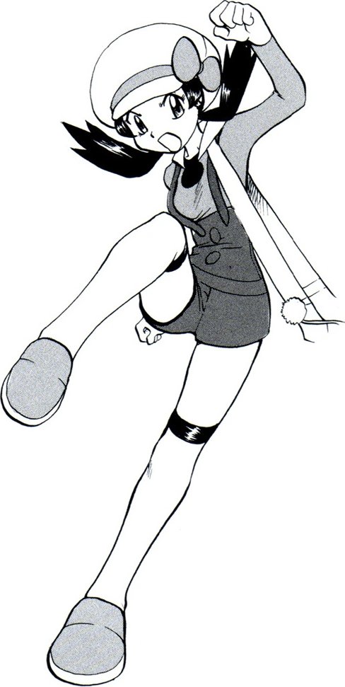 She also appears in Pokémon Adventures manga, with the name Crystal. She dons various outfits, including the outfit Lyra, the female trainer in HeartGold and SoulSilver, wears.