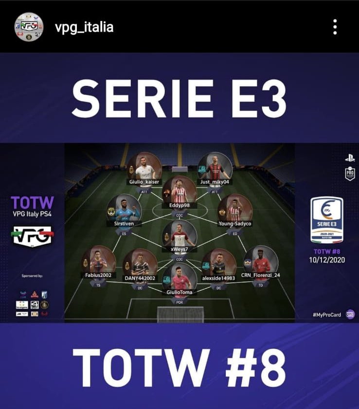 XxSIRSTEVENxX's tweet photo. Primo TOTW in @VPG_Italy, grazie alla mia squadra @LXYfutbol ❤️
@RTAllProClub @ProClubRTutto @rumors_pro @NewsProclub @OffSidePage_ @ILOVEPROCLUB1 https://t.co/VyE3JaK9I9
