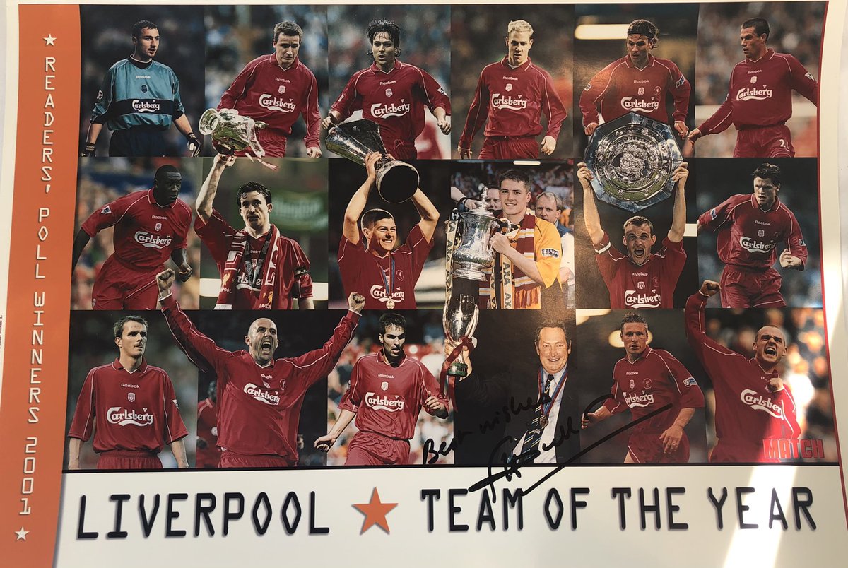 So sad to hear about Gerard Houllier’s passing. He gave his heart to <a href="/LFC/">Liverpool FC</a>. At MATCH mag we sent him hundreds of behind-the-scenes pictures from the 2001 UEFA Cup final for his personal collection and he sent these signed posters back as a thank you. RIP boss 🙏🏻