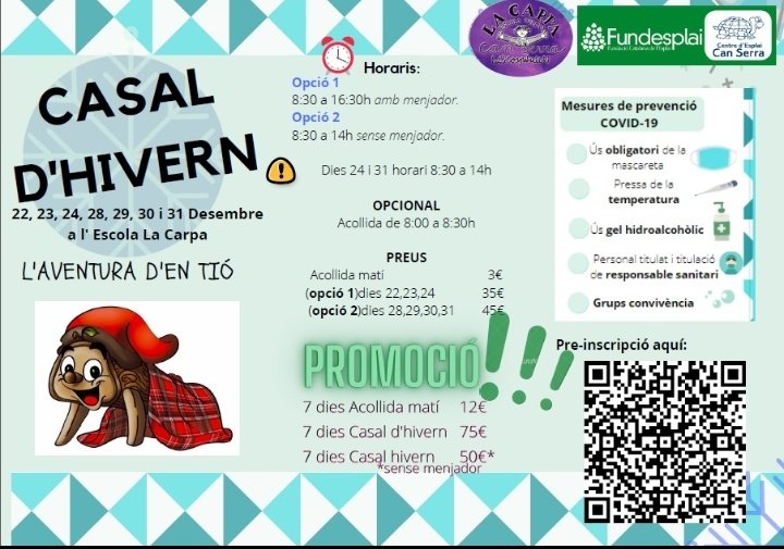 Casal d'hivern <a href="/EsplaiCanSerra/">Esplai Can Serra</a> a l'escola La CARPA del barri de Can Serra <a href="/LHAjuntament/">Ajuntament de L'Hospitalet</a> #casalhivern #canserra #escolalacarpa