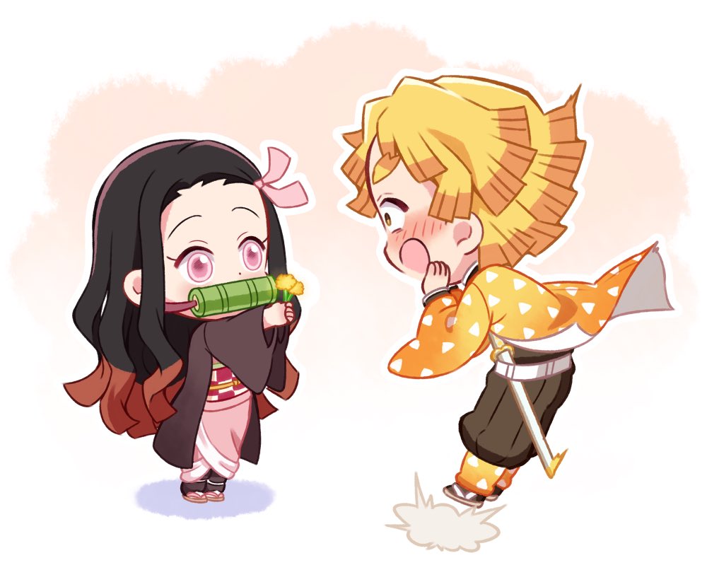 チェンソーマン 無限列車編にて後日談 If 助けてくれてありがとう という禰豆子から善逸 紅兎のイラスト