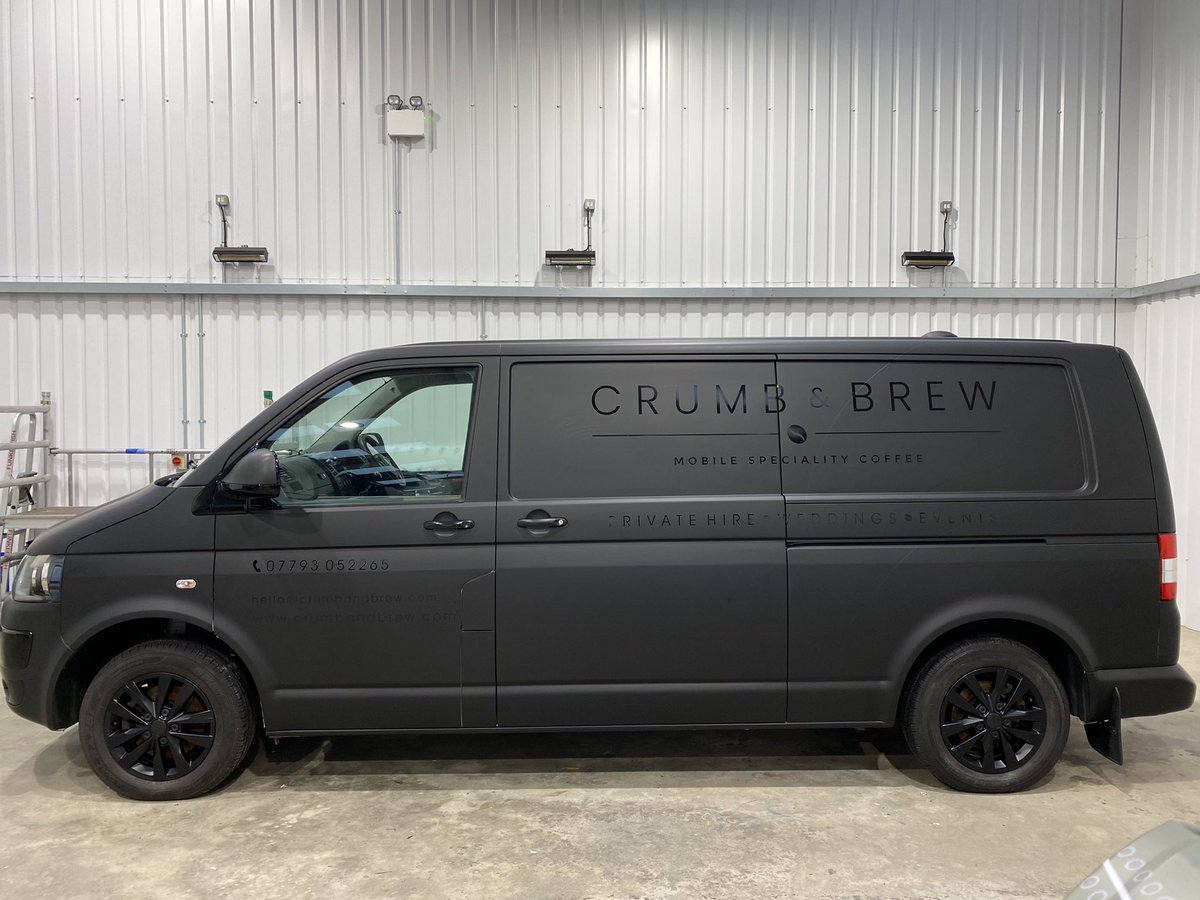 FunkeeFish's tweet image. #mattmonday New business @crumb_and_brew
From white to #averydennison #mattblack &amp;amp; black gloss signage. 
Wheels painted by our friends @esr_ltd_ 
#getyourwrapon #commercialwrap #localbusiness #supportlocal #colchester #essex #suffolkbusiness