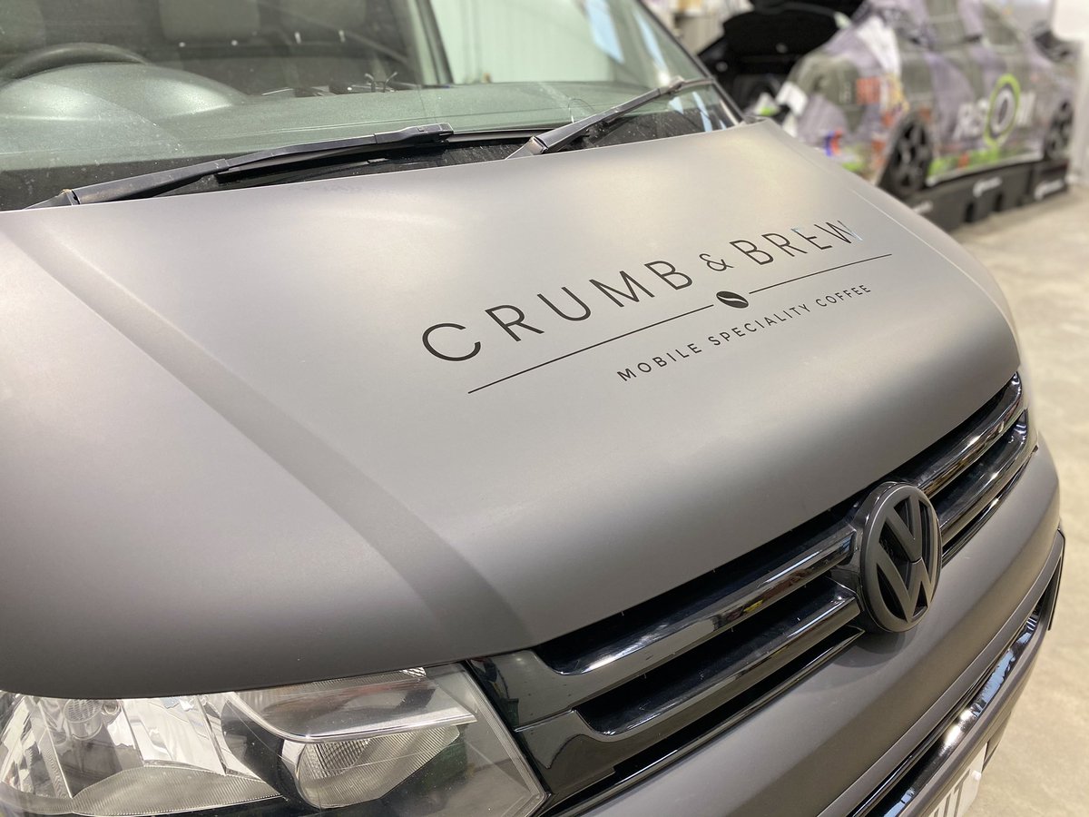 #mattmonday New business @crumb_and_brew
From white to #averydennison #mattblack &amp; black gloss signage. 
Wheels painted by our friends @esr_ltd_ 
#getyourwrapon #commercialwrap #localbusiness #supportlocal #colchester #essex #suffolkbusiness