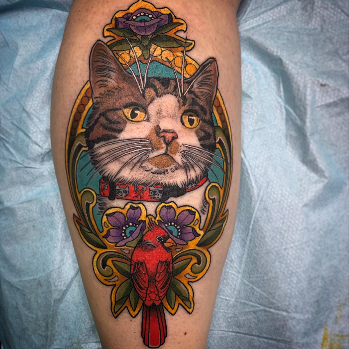 Fancy boy Mulligan for Brandi! Thanks for making the drive and for trusting me to capture your sweet handsome boy! Made with <a href="/bloodmoneyirons/">bloodmoneyirons</a> @griffinsalve got some help designing the frame from the deco brush set from @giarosetattoo Thanks for looking!!