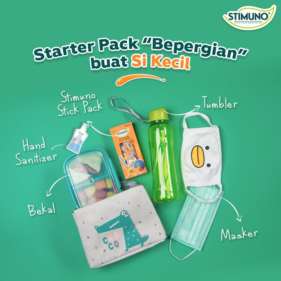 Jangan lupa untuk menyiapkan barang2 penting yang harus ada di tas Si Kecil ketika bepergian ataupun saat harus kembali sekolah tatap muka. Masukkan masker esktra di tas Si Kecil untuk jaga-jaga, hand sanitizer untuk membersihkan tangan sehabis memegang sesuatu,

#StimunoSirup