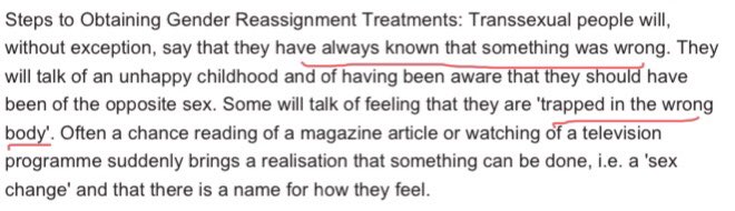 But nobody is saying  #BornInTheWrongBody right? We never said that. And, yes, we know the standard narrative is to claim you have always known. Even when you married, fathered children and joined the army. You always knew you were really a woman.